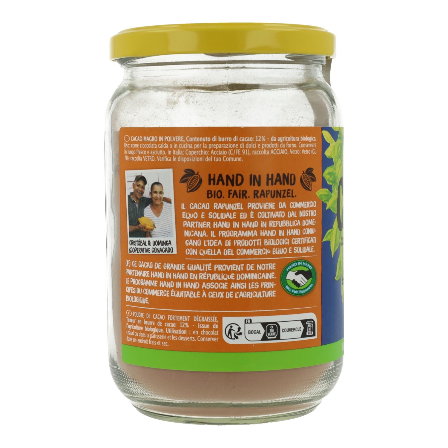 Cacao en polvo desgrasado Rapunzel, 250 g