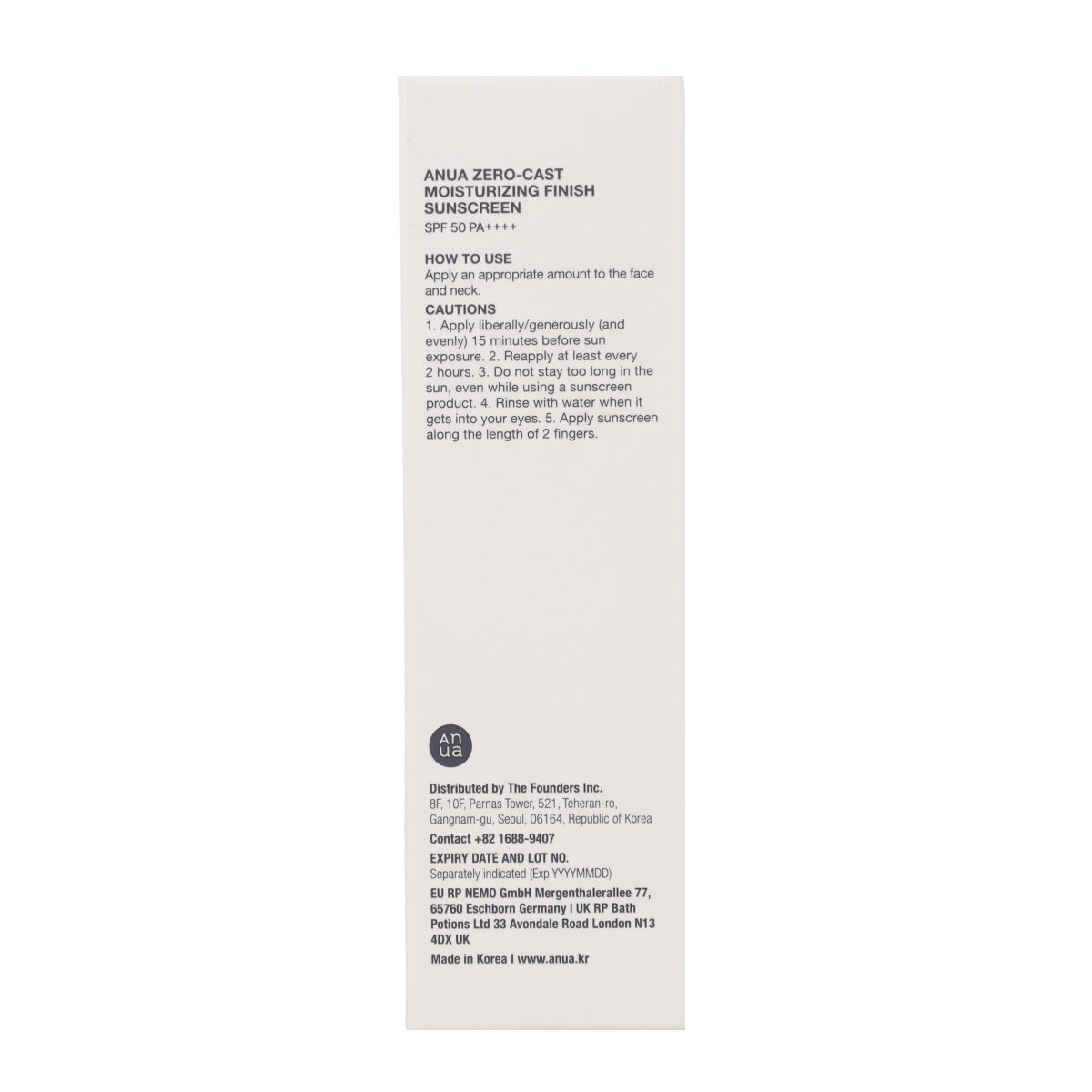 Crème solaire hydratante Anua Zero-Cast 50 ml