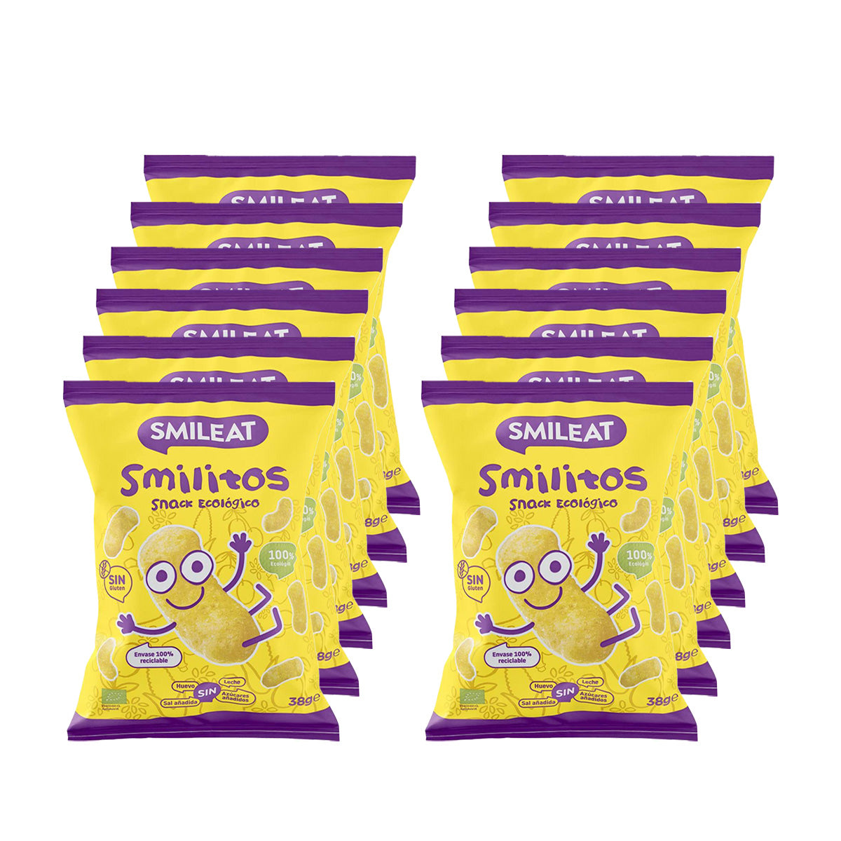 Pack 12x Smilitos, gusanitos de maíz ecológico Smileat, 38g
