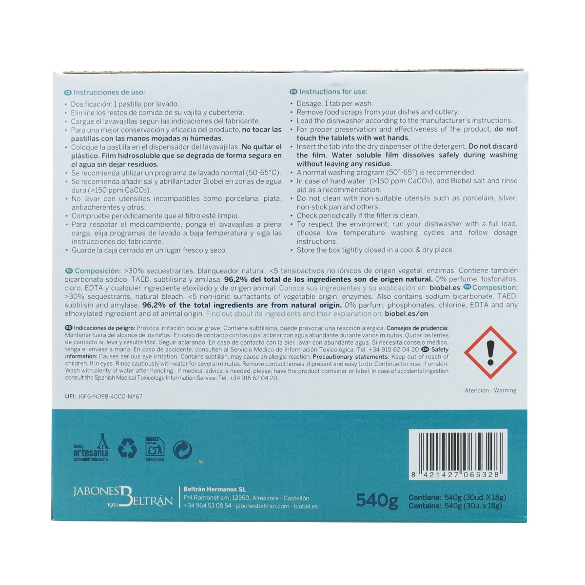Pastilles pour lave-vaisselle BioBel 30 unités