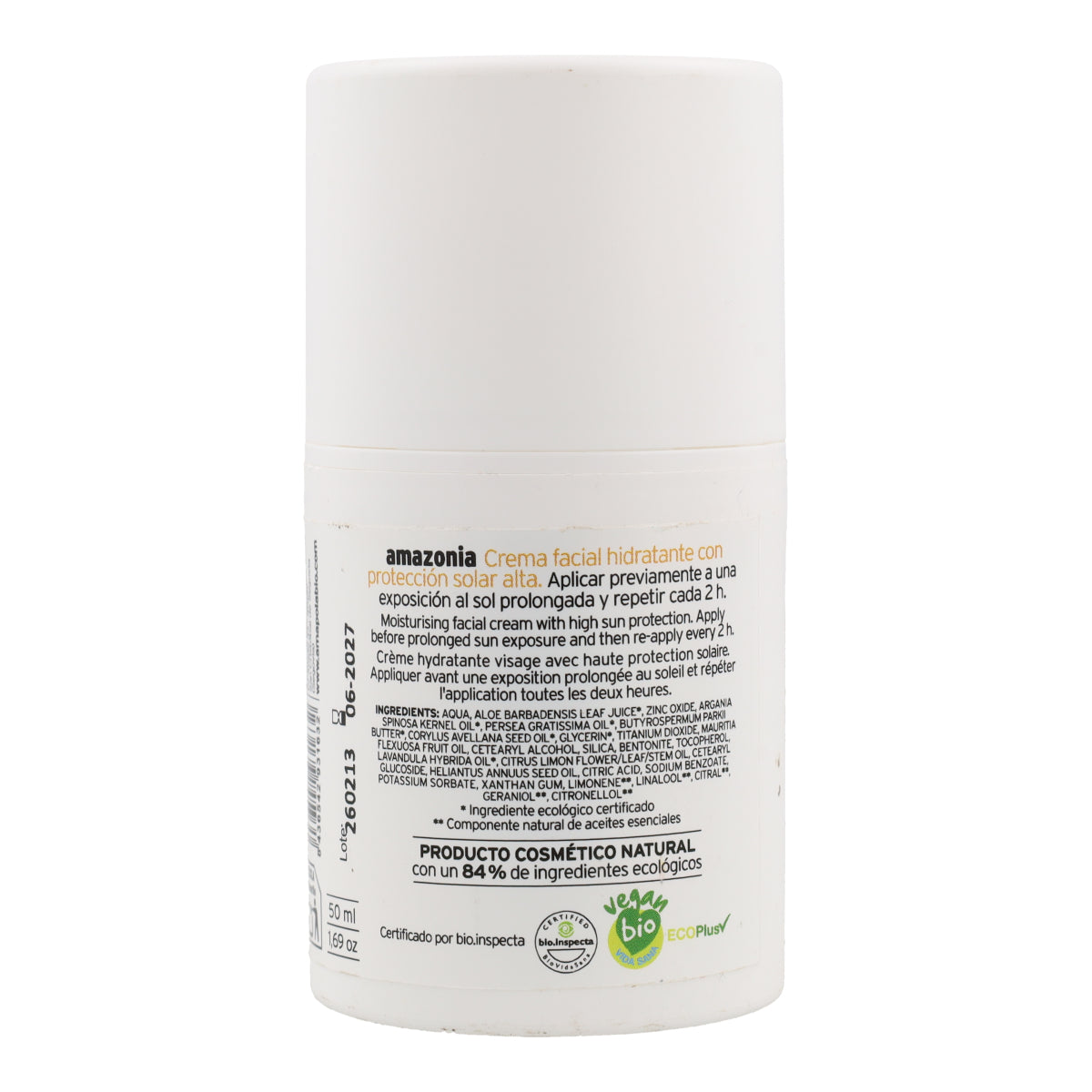 Protector solar facial SPF 50 Amazonia Amapola 50ml