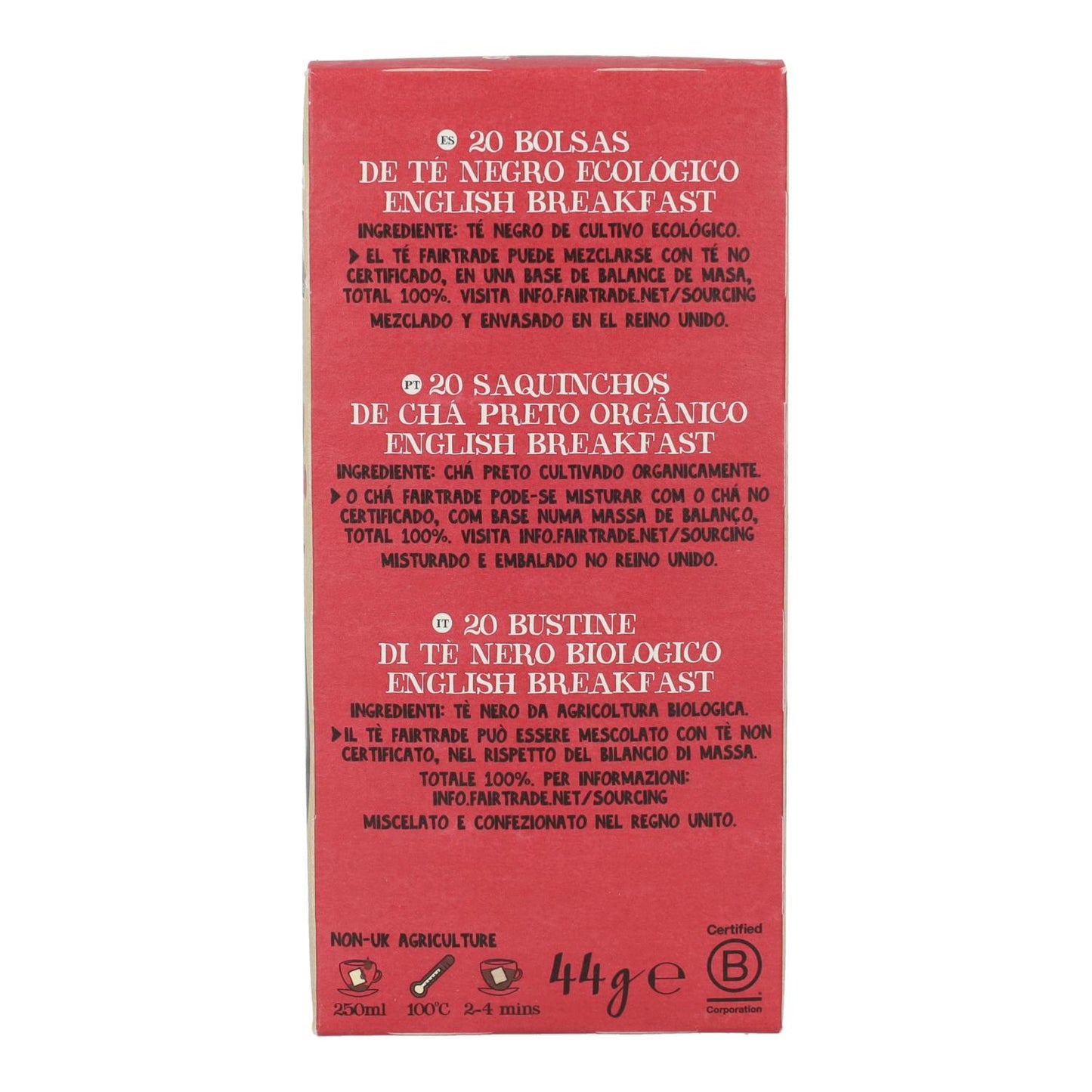 Té Negro Desayuno Inglés Bio Cupper 20 bolsitas