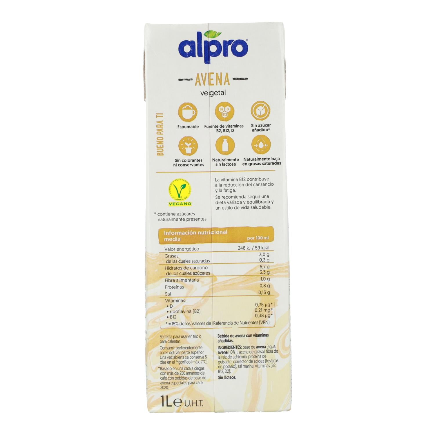 Bebida de Avena Barista sin gluten Alpro 1 Litro