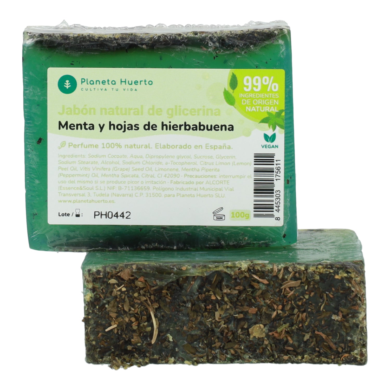 Savon naturel à la glycérine menthe et feuilles de menthe poivrée 100 g
