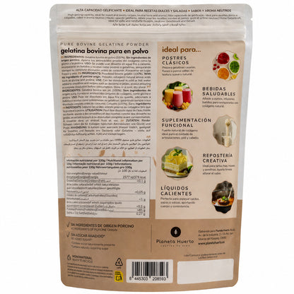 Gelatina Bovina neutra en polvo fuente de colágeno Planeta Huerto 1 Kg