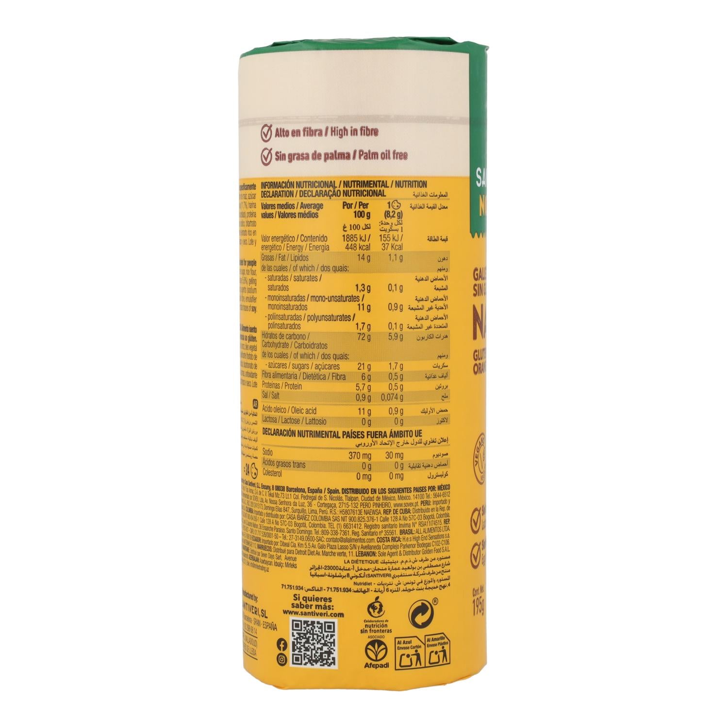Galletas sabor Naranja Sin Gluten Santiveri Noglut 195 g