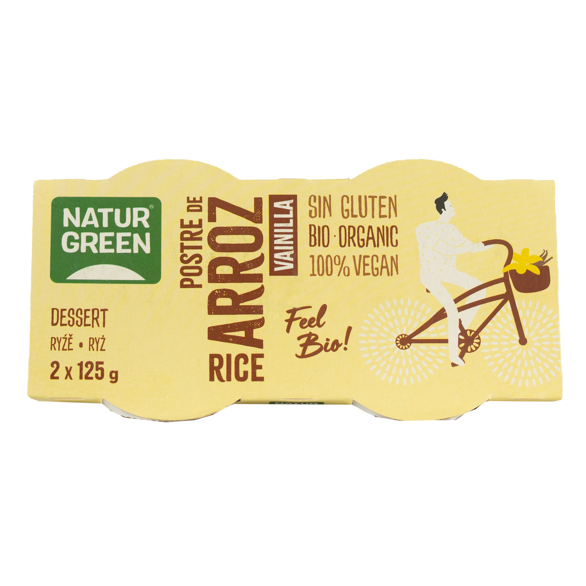 Dessert au riz et à la vanille NaturGreen, 2 x 125 g