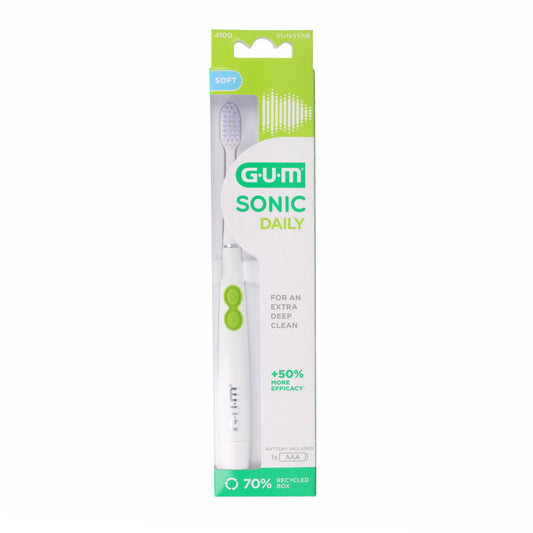 Brosse à dents sonique quotidienne à piles blanche Gum