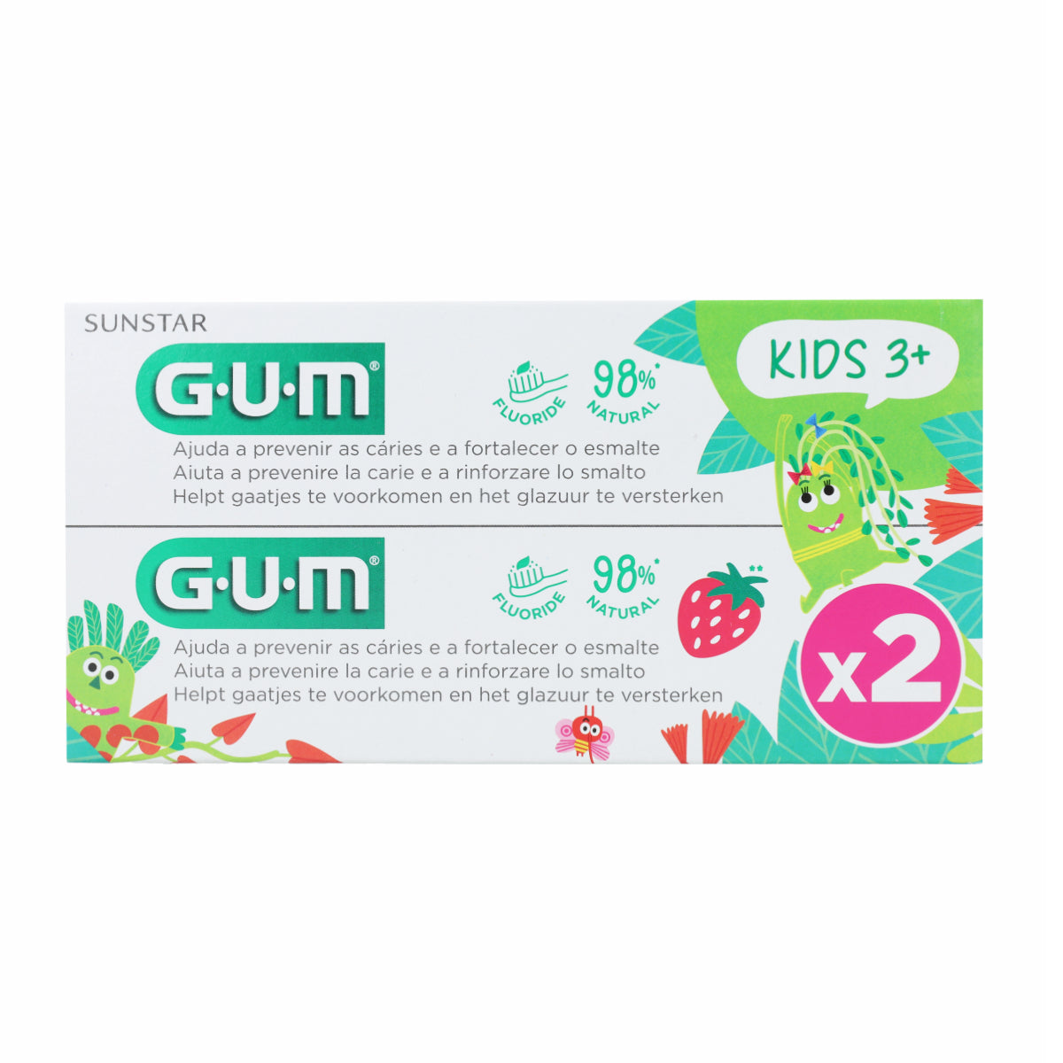 Duo pack enfants gel dentifrice goût fraise Gum 2x50ml