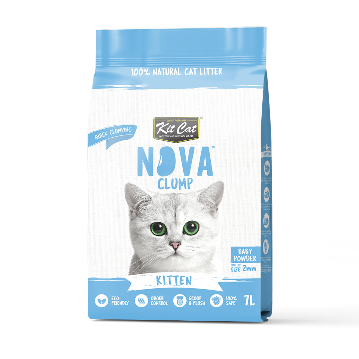 Pack 2x Kit Cat Litière Eco SoyaClump Pack Économique - Kitten Baby Powder 7 L Litière pour chats
