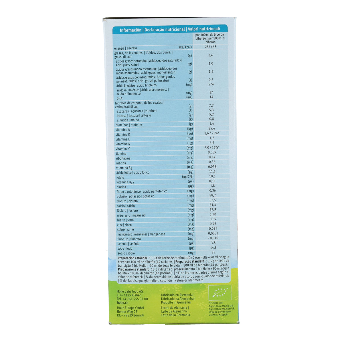Lait de suite n° 2 (+6 mois) biologique Holle 600 g