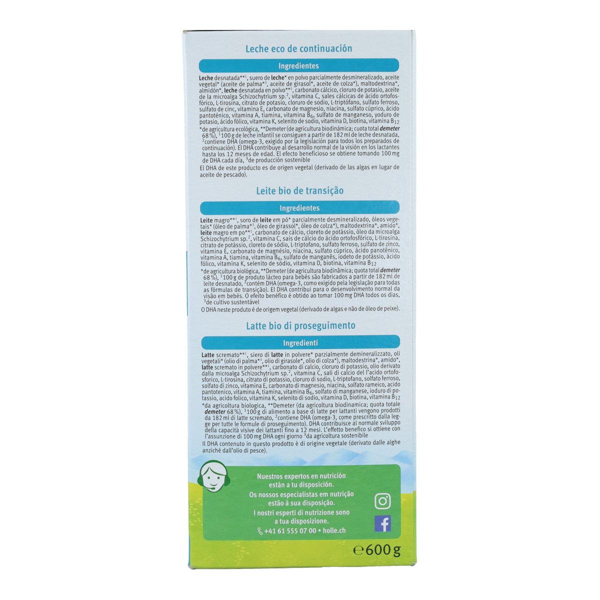 Lait de suite n° 2 (+6 mois) biologique Holle 600 g