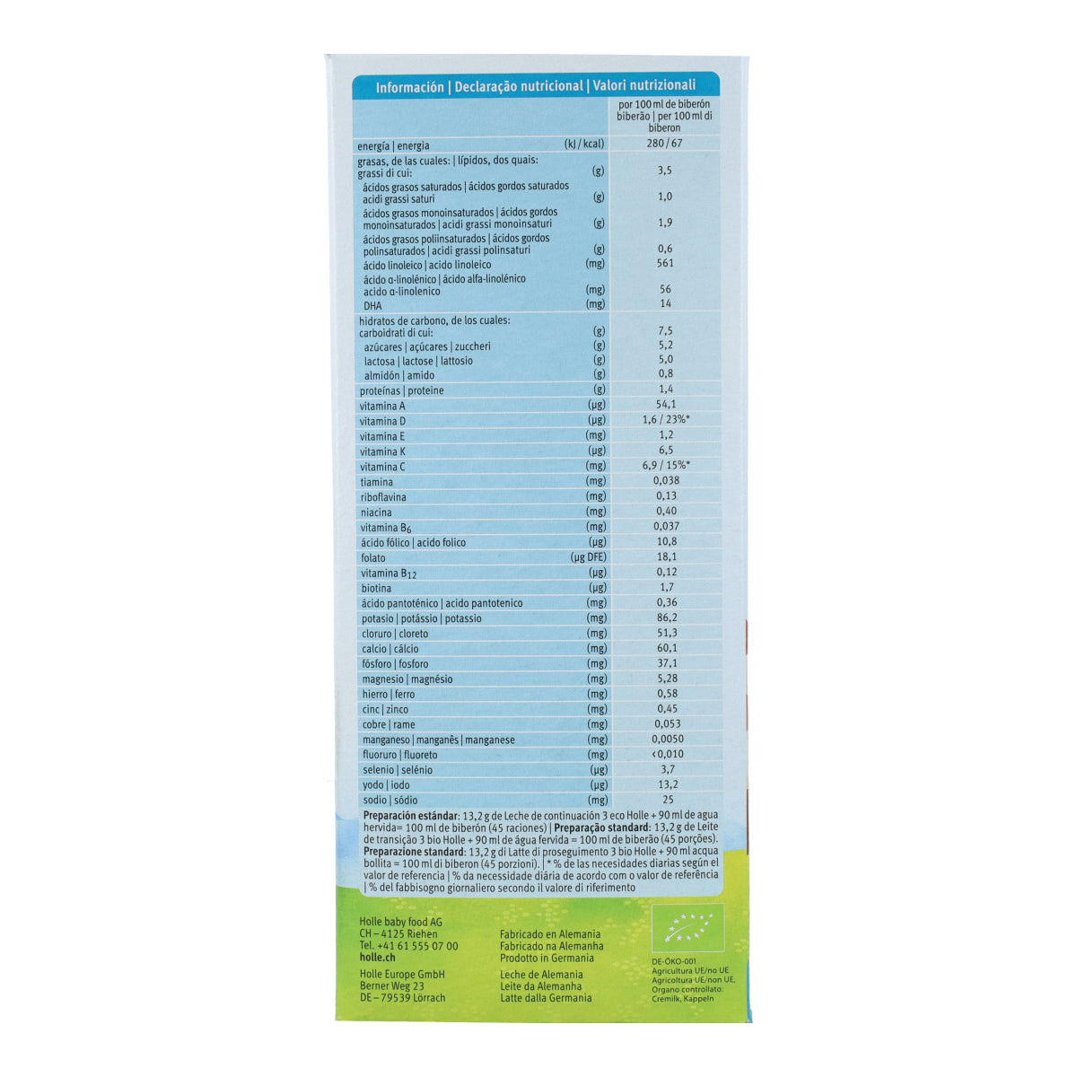 Lait de suite 3 (+10 mois) Holle 600 g