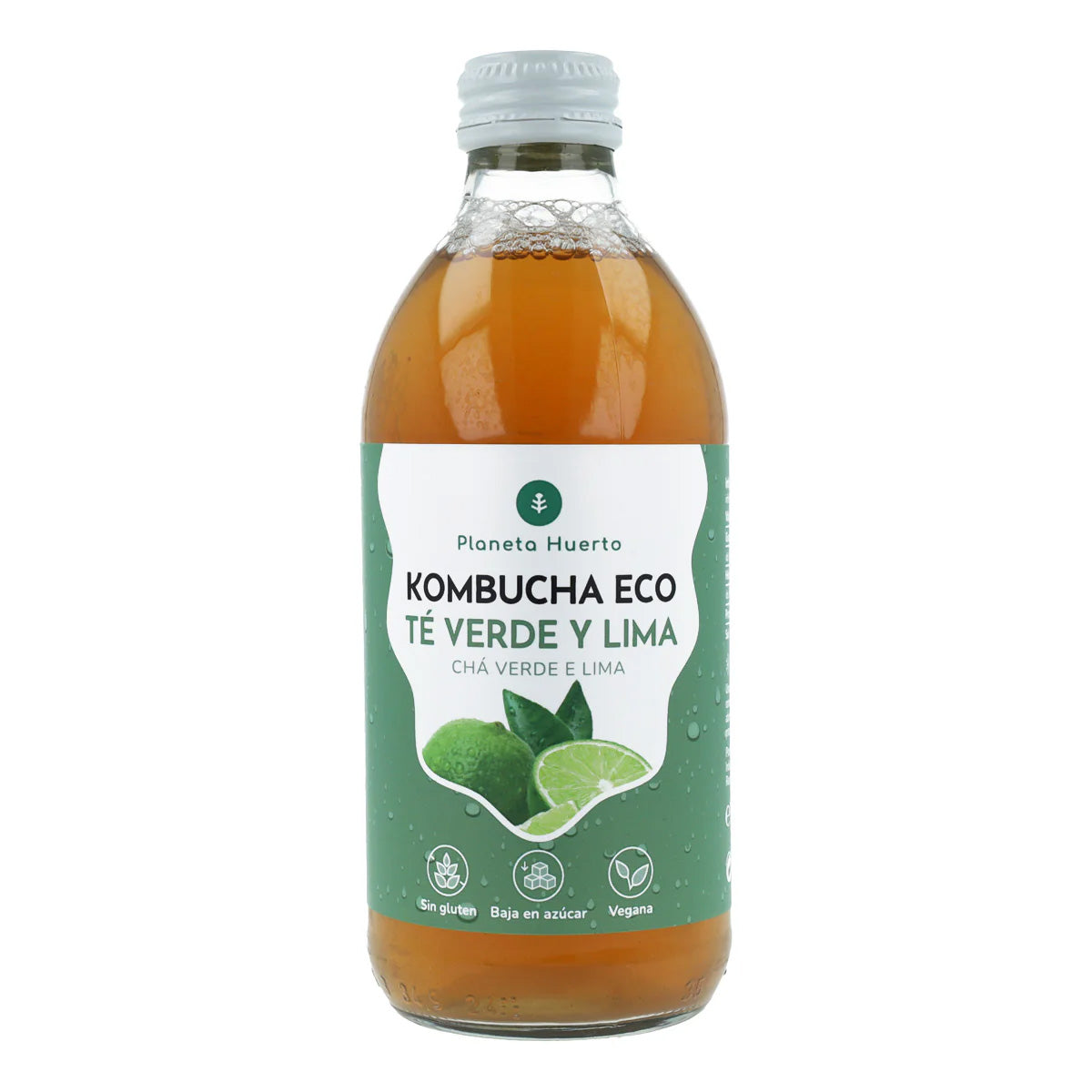 Pack 12x Kombucha ECO té verde y lima Planeta Huerto 330 ml