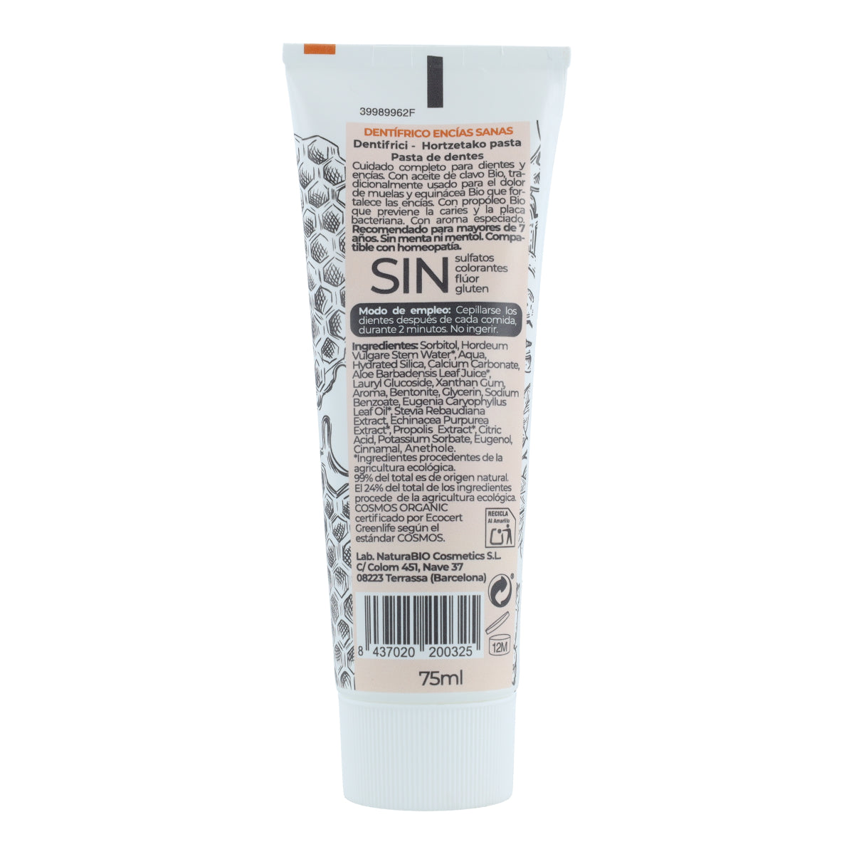 Dentifrice pour gencives saines à la propolis et au clou de girofle BIO Naturabio 75 ml