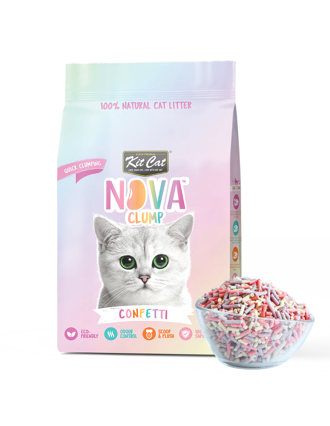 Kit Cat Arena Eco SoyaClump - Confetti 7 L Litière pour chat