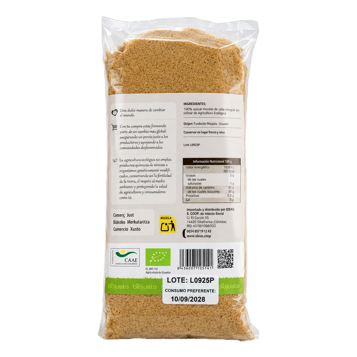 Sucre brun complet de canne à sucre biologique Ideas 1 kg