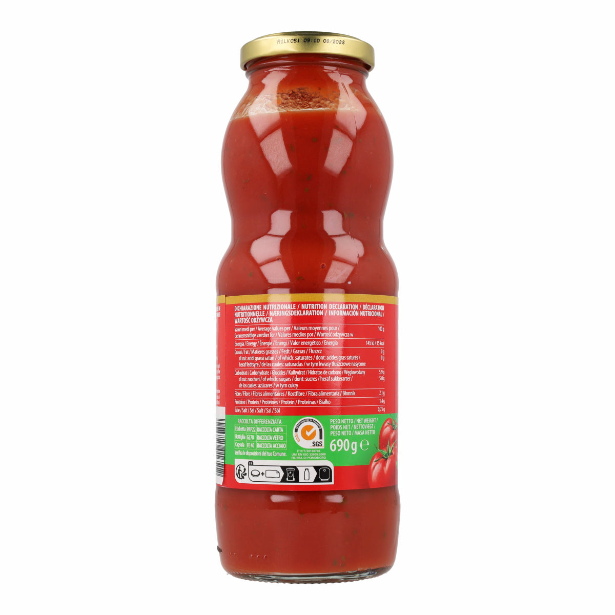 Purée de tomates au basilic Rodolfi 690g
