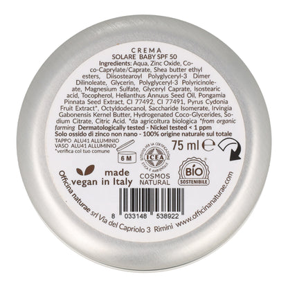 Crème solaire en pot SPF 50 Bébé Officina Naturae 75 ml