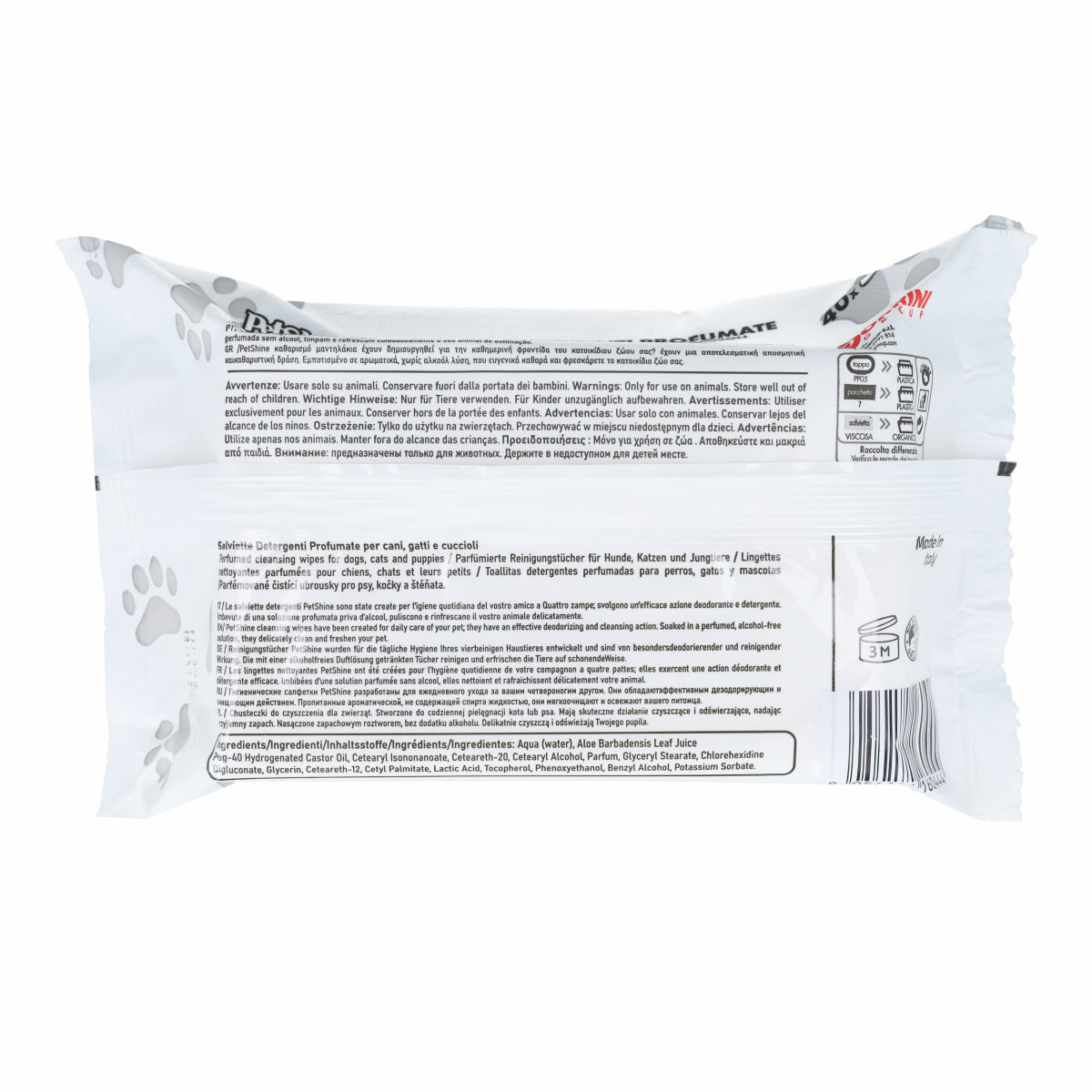 Porrini Lingettes Hygiène Chien/Chat, Mousse Blanche Aloe 40 unités