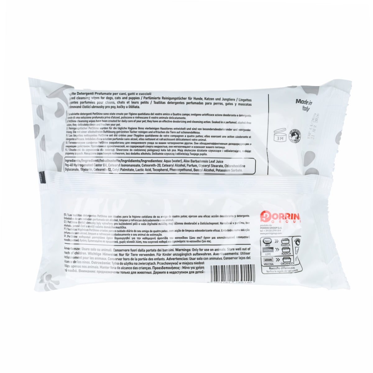 Lingettes hygiène Chien/Chat Talc Porrini 100 lingettes par sachet