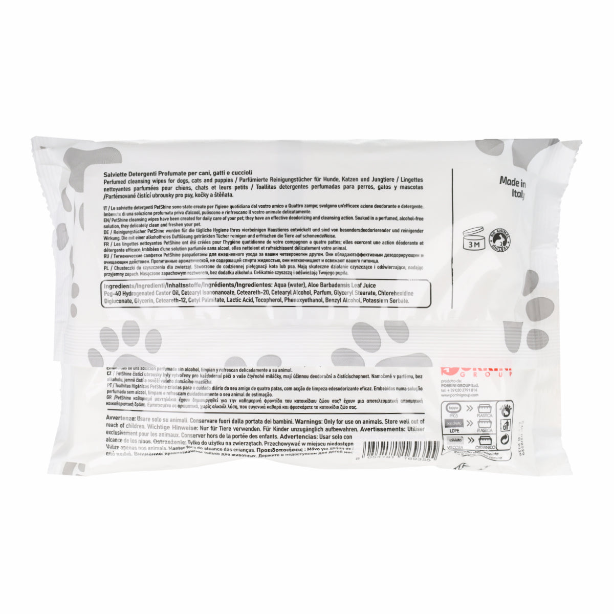 Lingettes Hygiène Chien et Chat Fleurs et Coton Porrini 100 unités