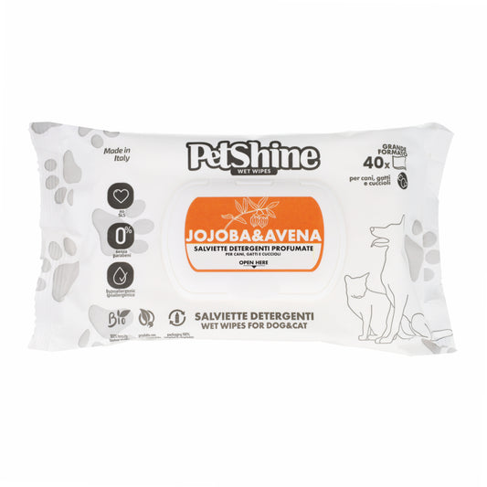 Lingettes Hygiène Chien et Chat Jojoba et Avoine Porrini 40 unités