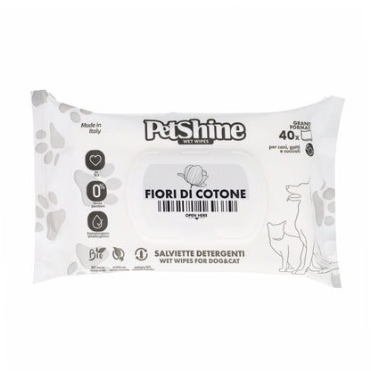 Lingettes Nettoyantes Chien et Chat Fleurs et Coton Porrini 40 p.