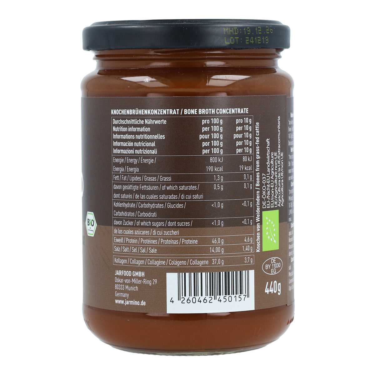 Caldo de Huesos de Ternera Concentrado BIO Jarmino 440 g
