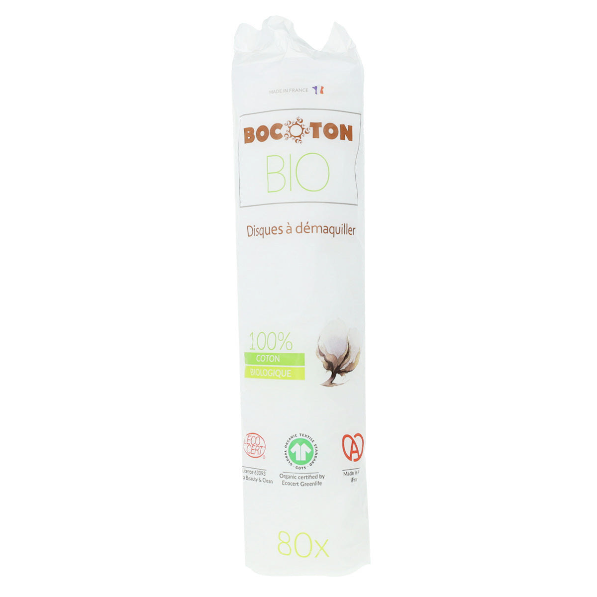 Discos desmaquillantes algodón Bocoton 80 discos