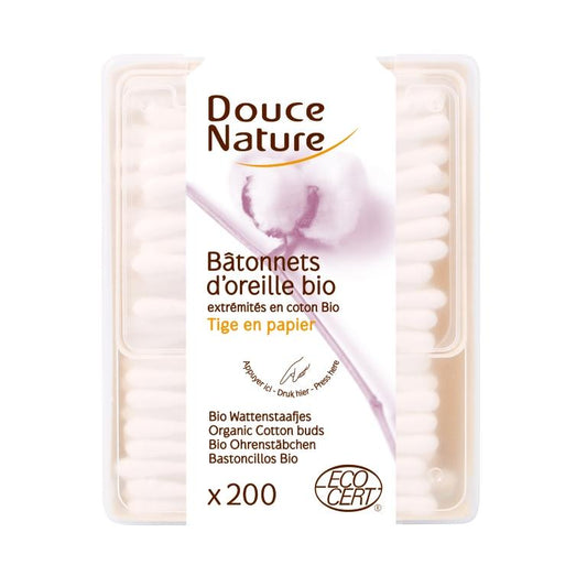 Bastoncillos de algodón Bio para el oído Douce Nature 200 uds