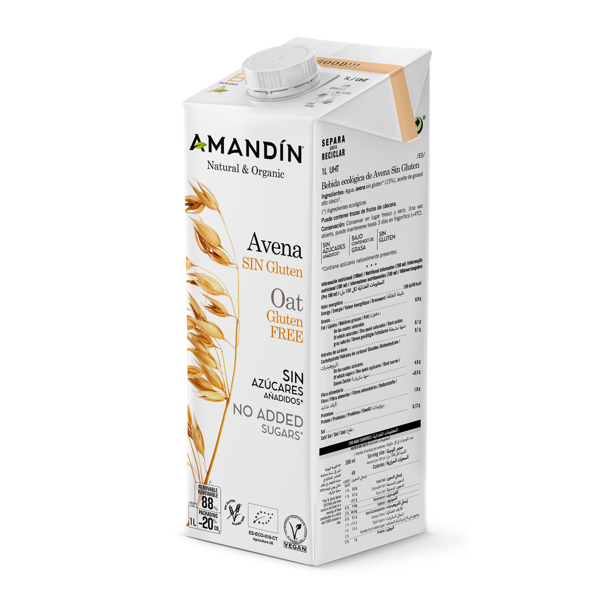Boisson à l'Avoine Sans Gluten Bio Amandin 1L
