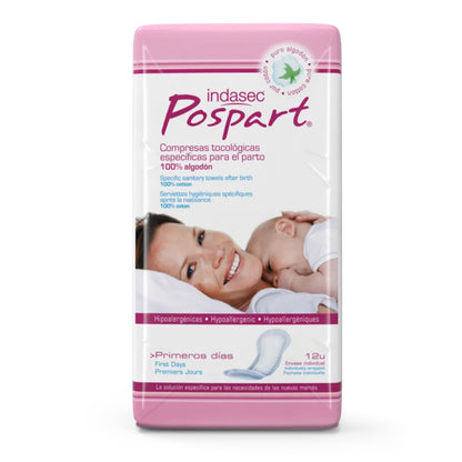Serviettes hygiéniques post-partum 100 % coton INDASEC POSPART Premiers Jours 12 unités