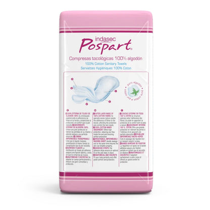 Serviettes hygiéniques post-partum 100 % coton INDASEC POSPART Premiers Jours 12 unités