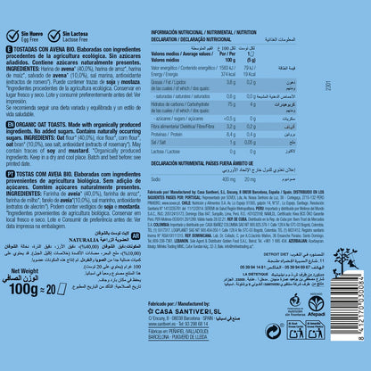 Tranches de pain d'avoine légères et croustillantes Santiveri 100 g