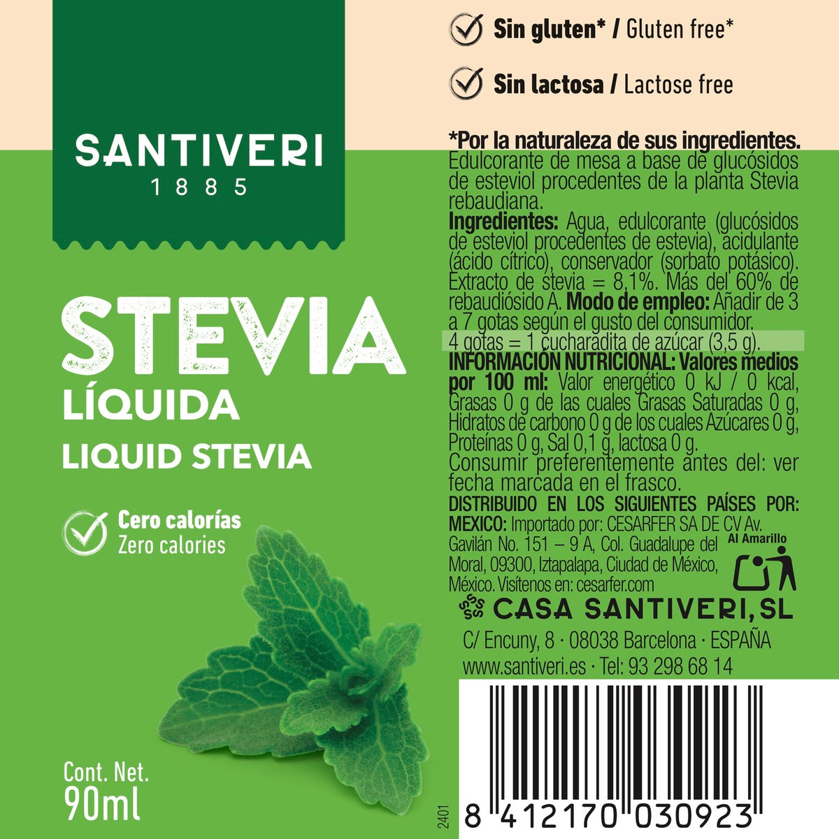 Stevia liquide Santiveri 90 ml