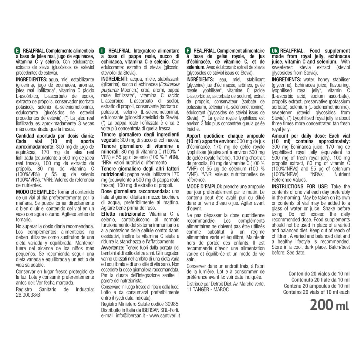 Realfrial Propolis + Échinacée Santiveri 20 flacons
