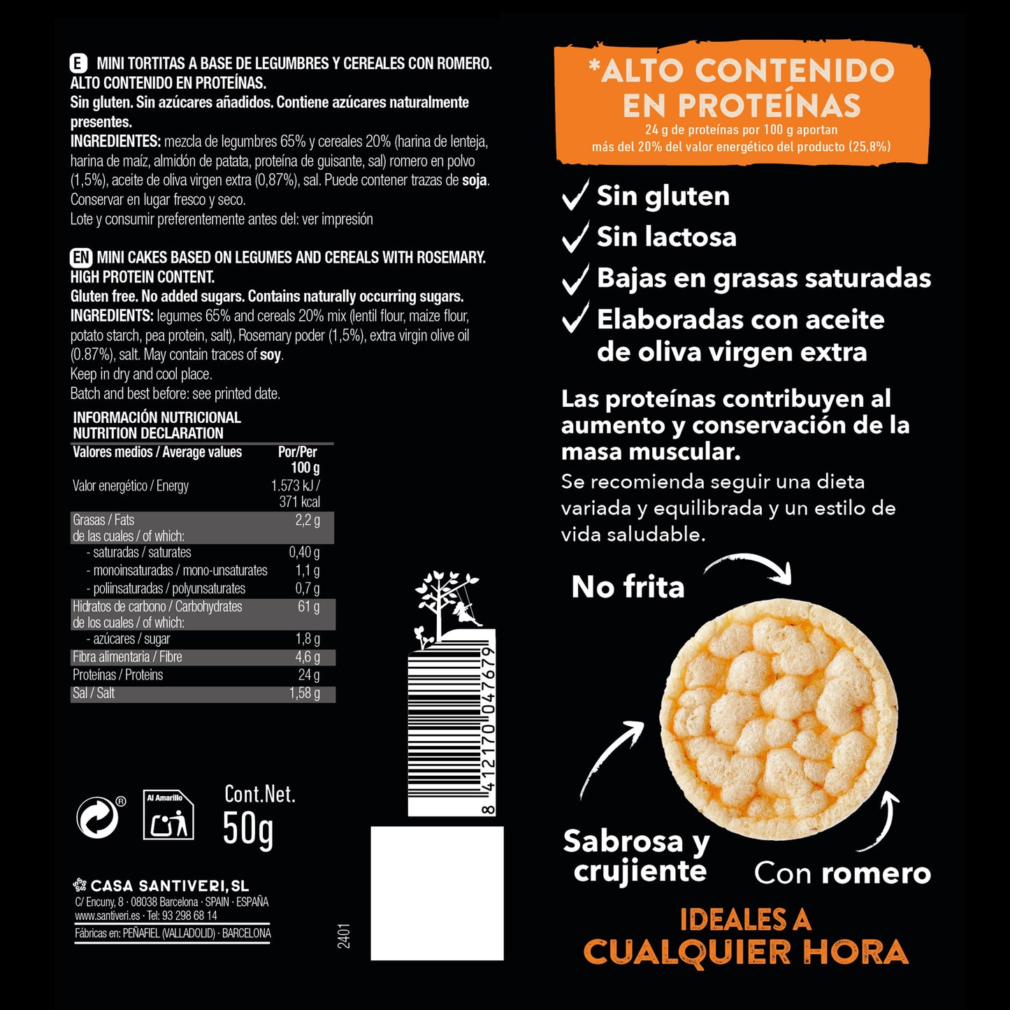 Mini-crêpes protéinées au romarin SANTIVERI 50 g