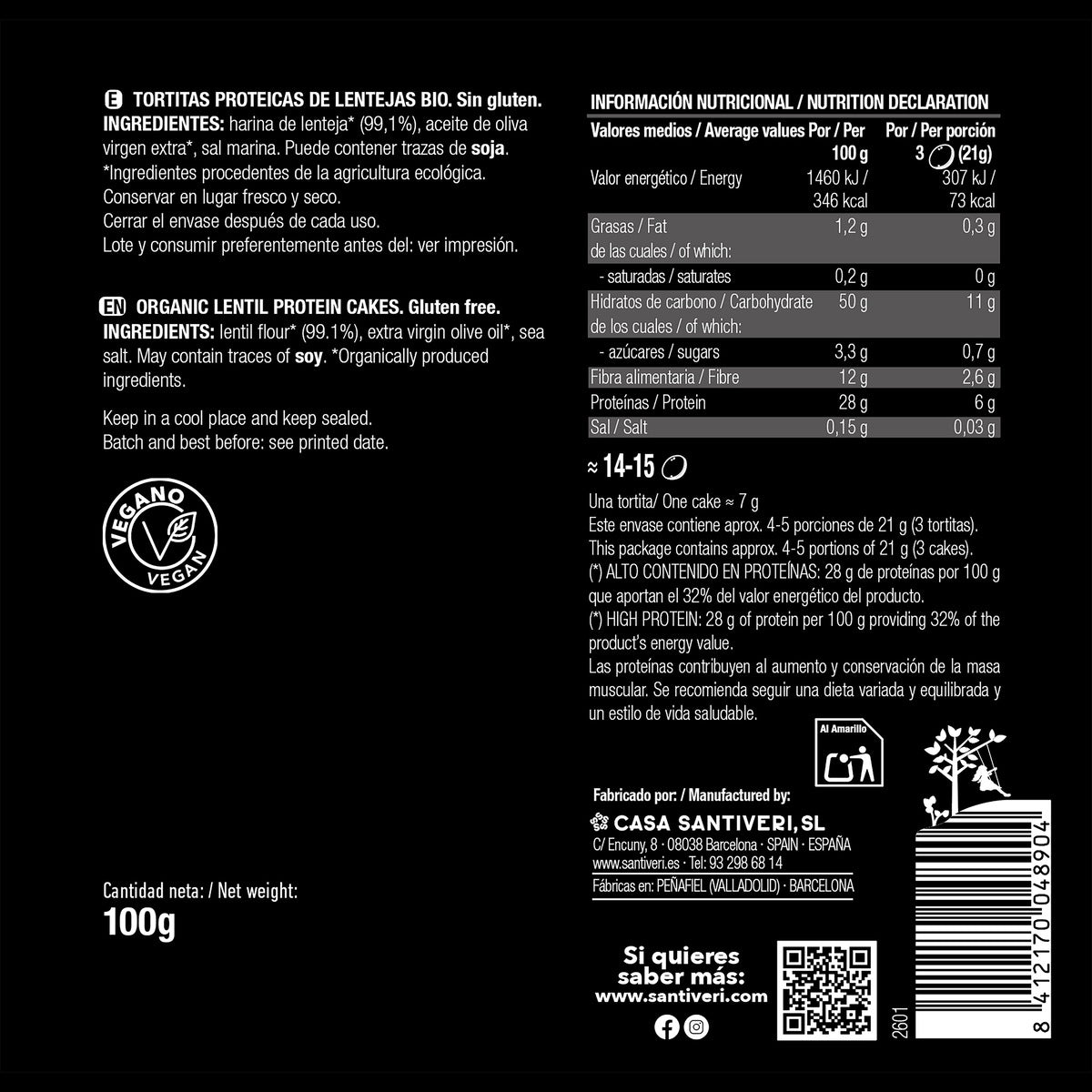 Galettes de Riz Soufflé Bio Hyperprotéinées Santiveri 100g