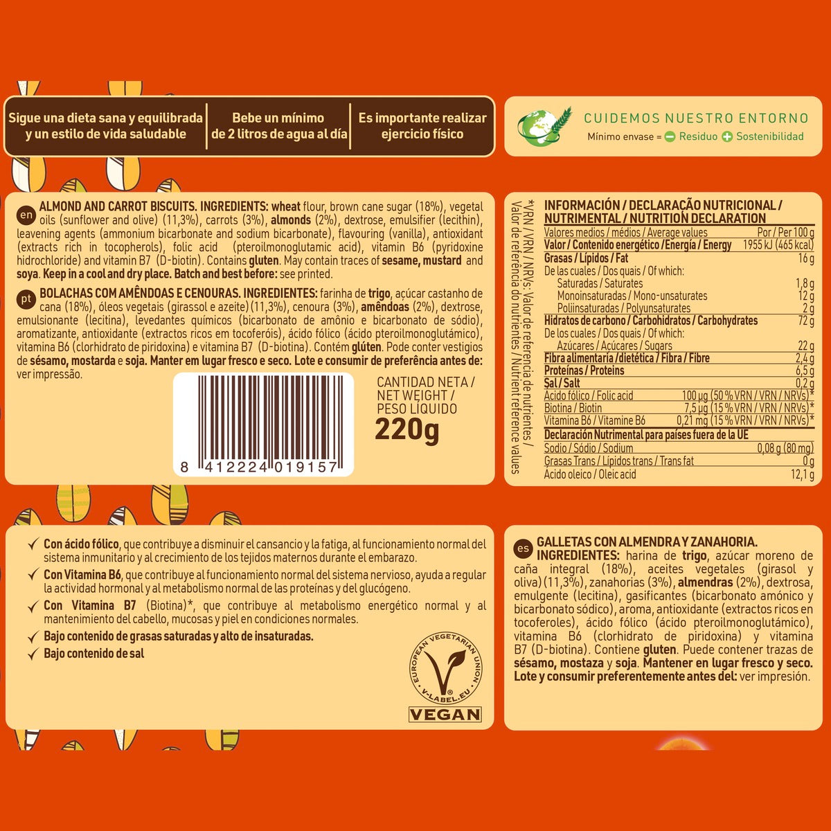 Biscuits amande et carotte Santiveri 240 g