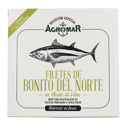 Filets de Bonite du Nord à l'Huile d'Olive Côte Cantabrique en Conserve AGROMAR 550 g (350 g égoutté)
