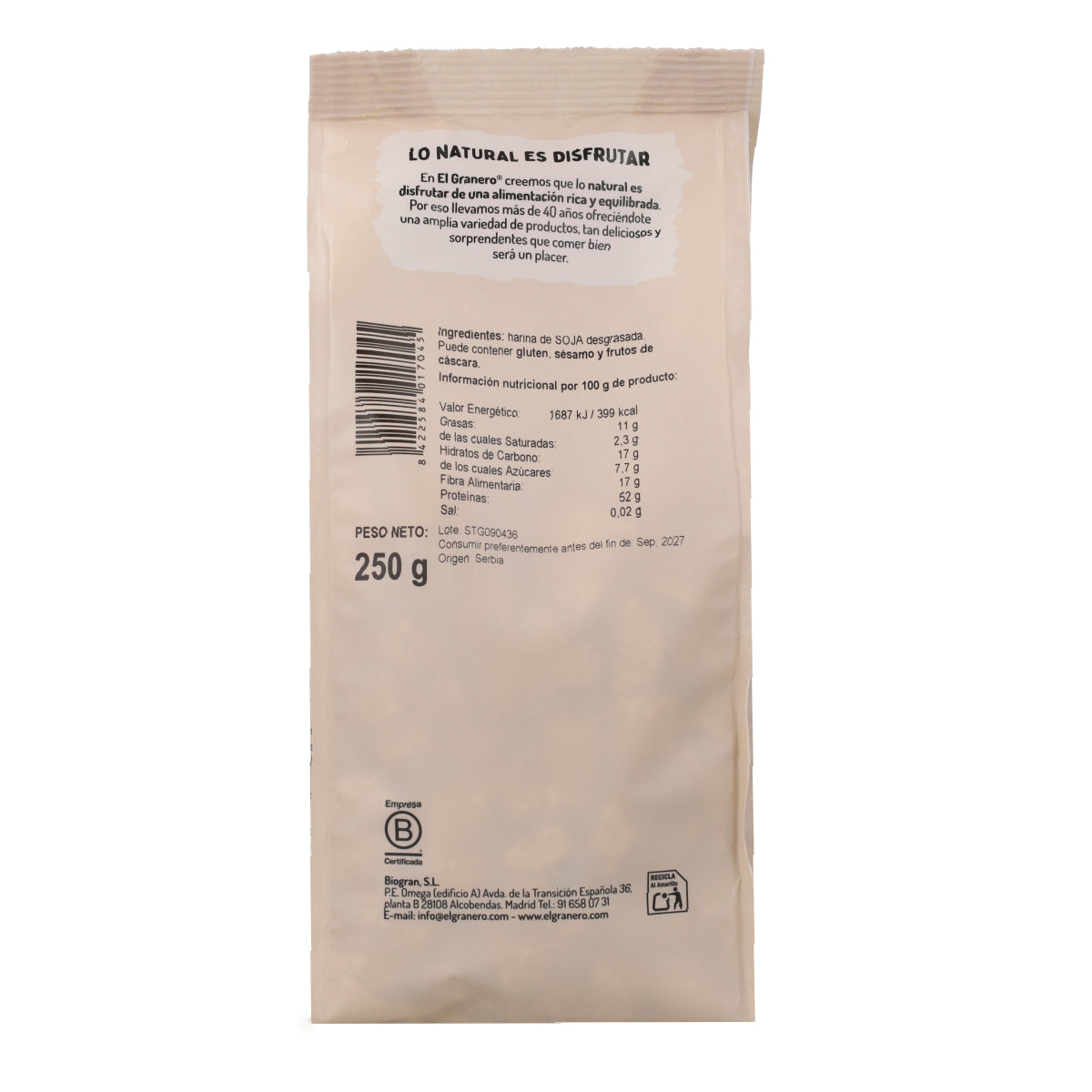 Soja texturé épais El Granero 250 g