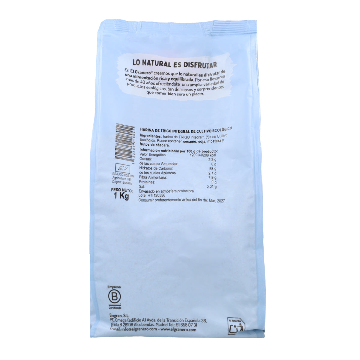 Farine de blé complet bio El Granero 1 kg