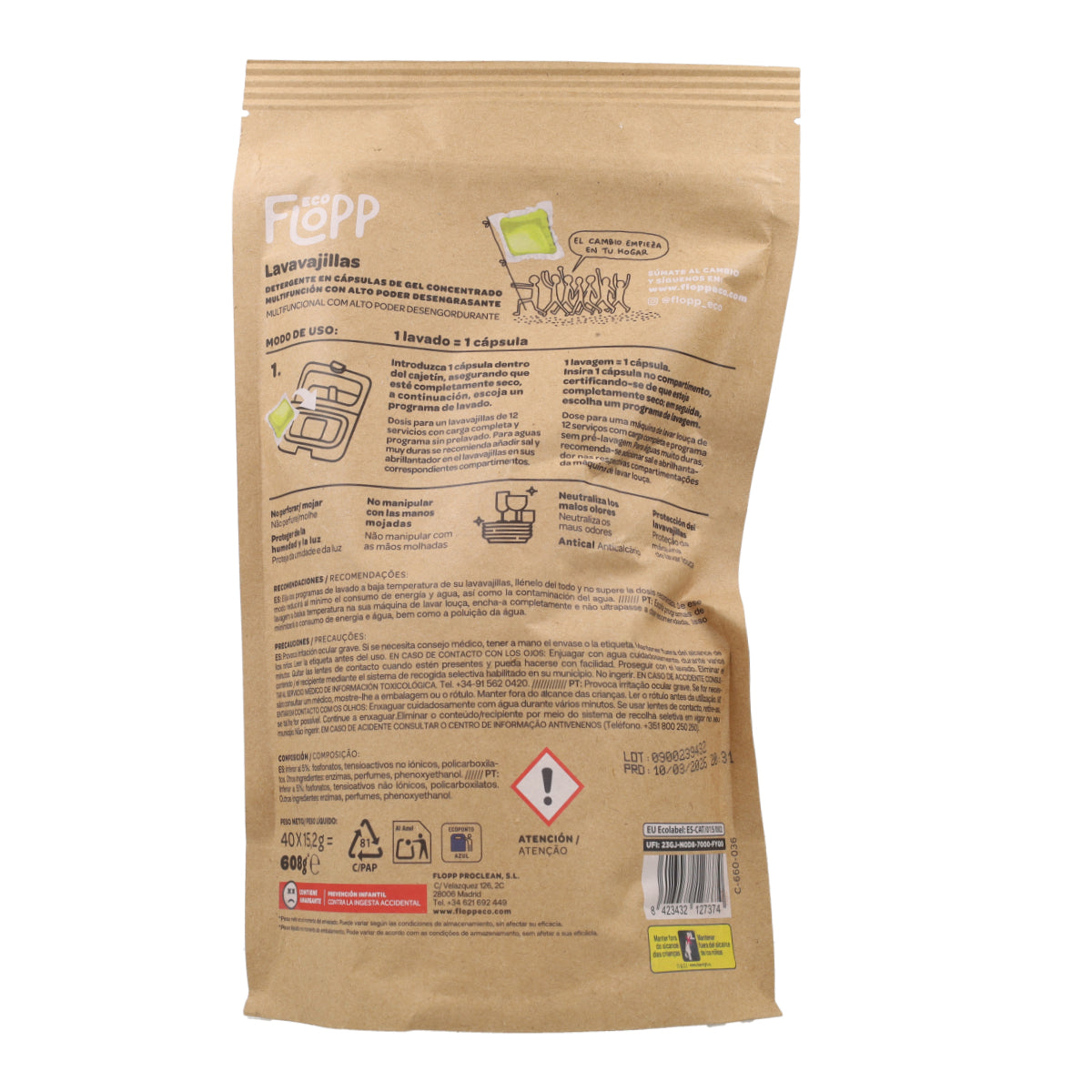 Gel vaisselle ECO Flopp 40 capsules