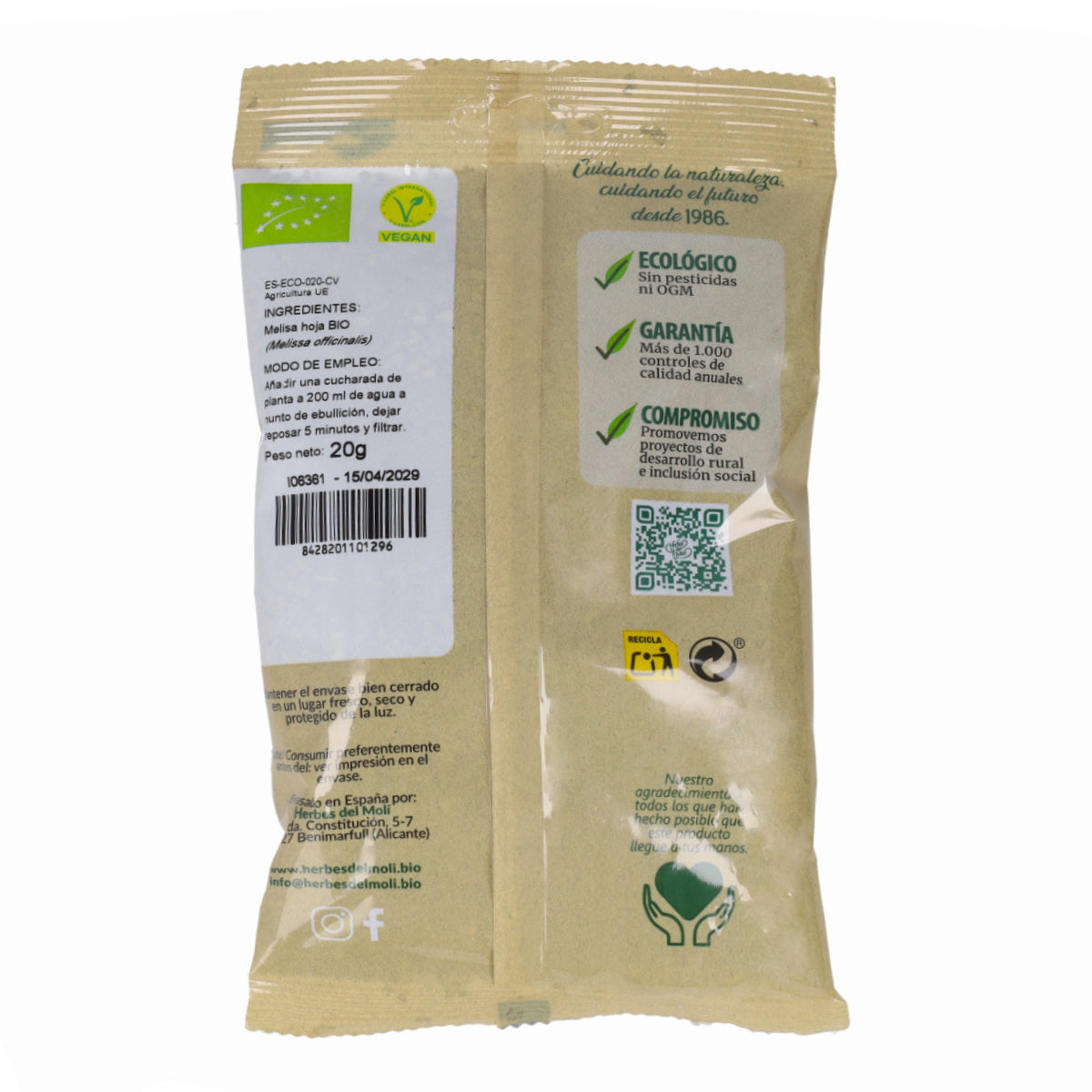 Feuilles de mélisse Herbes del Molí, 20 g