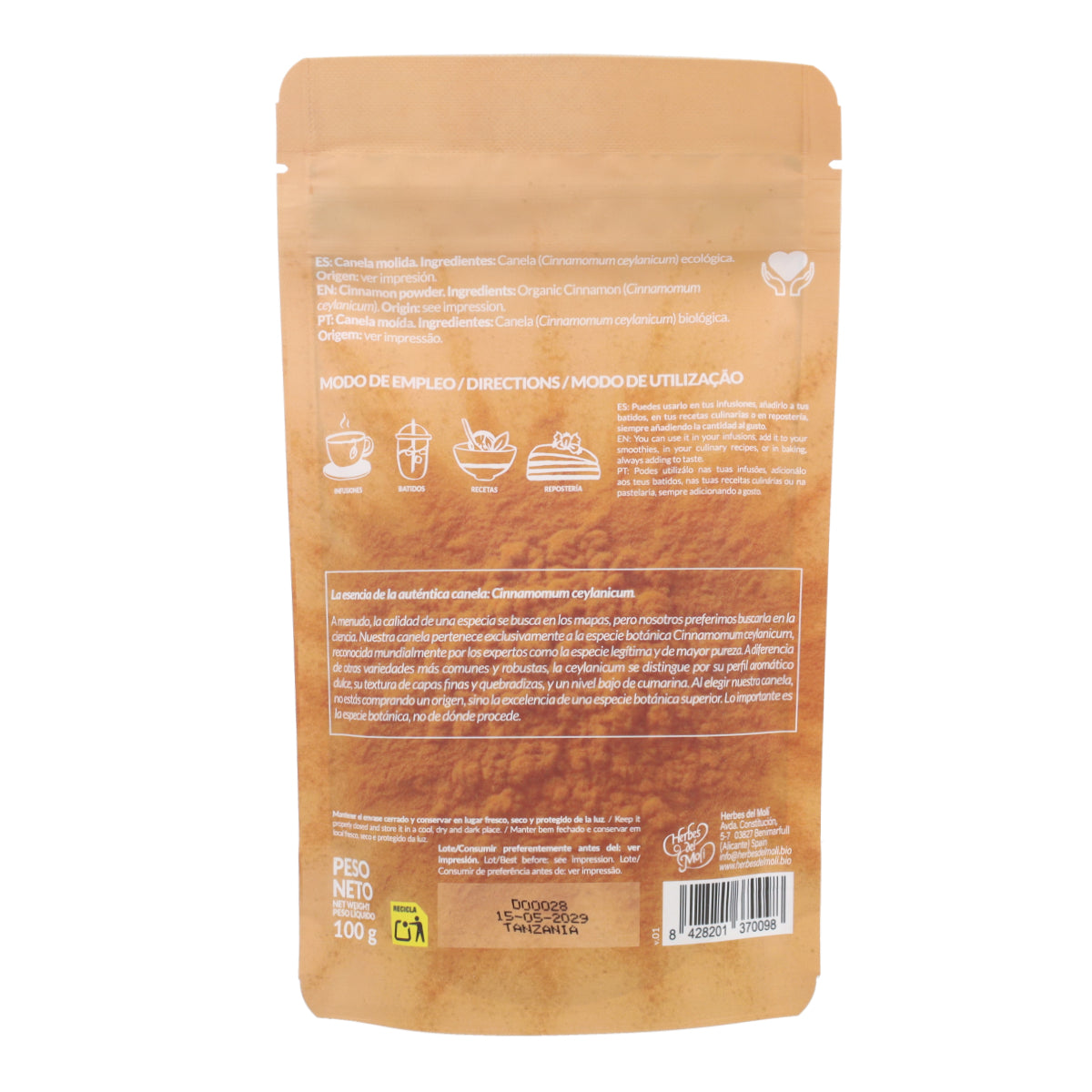 Cannelle de Ceylan Moulue ECO en Doypack Artemis Bio 100 g