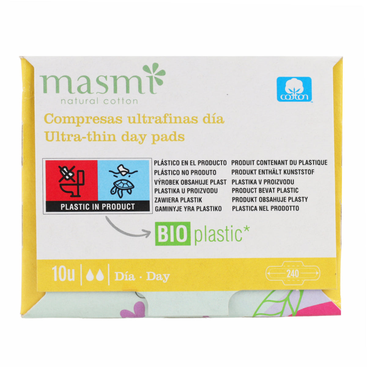 Serviettes hygiéniques ultra 100 % coton Masmi 10 unités
