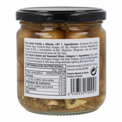 Olive Pico Limón fendue Aceitunas Losada 345 g