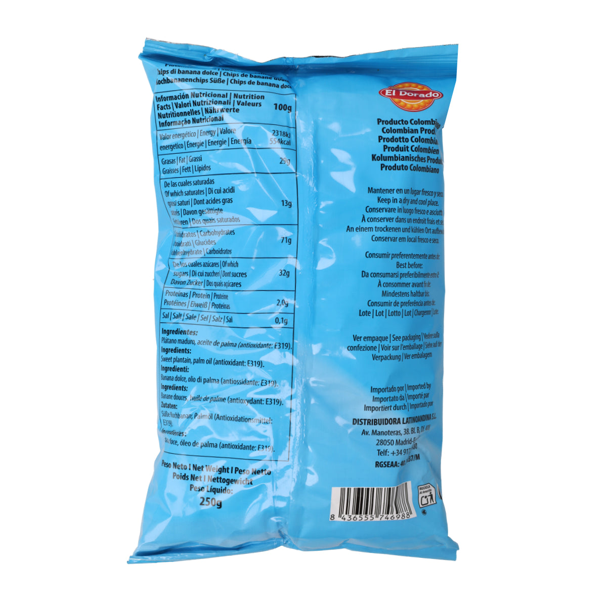 Chips de Banane Plantain Sucrées El Dorado 250g