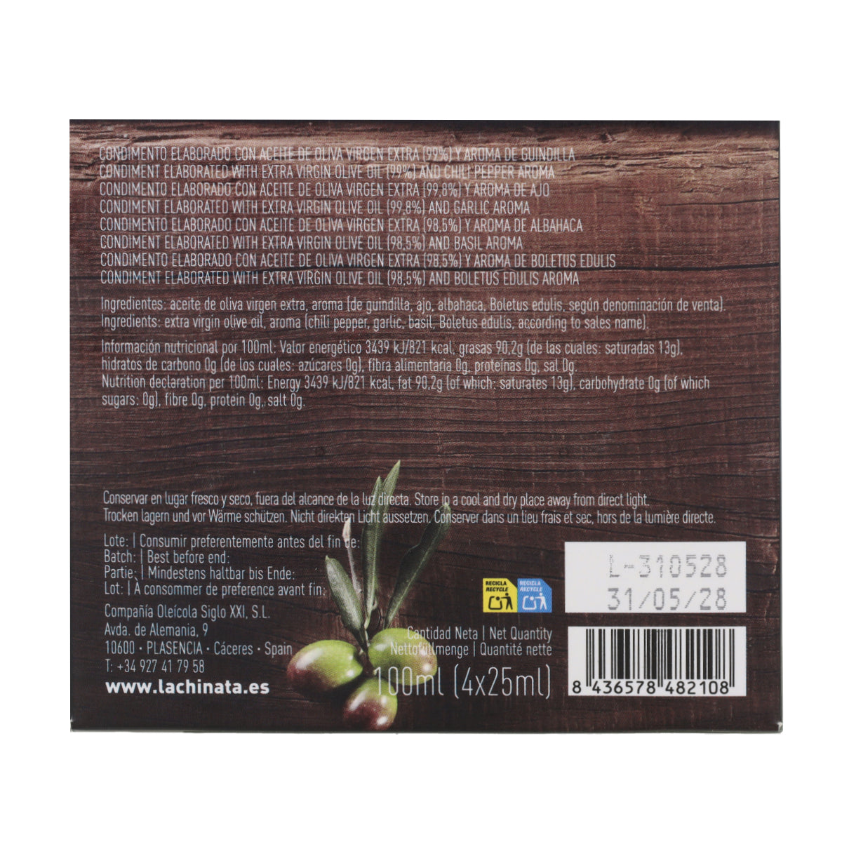Lot 4 Condiments 25ml La Chinata 100 ml